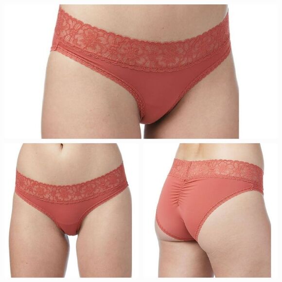 🔺️NWT Clay Brick Micro & Lace Cheeky Bikini Panties Small - Picture 1 of 7